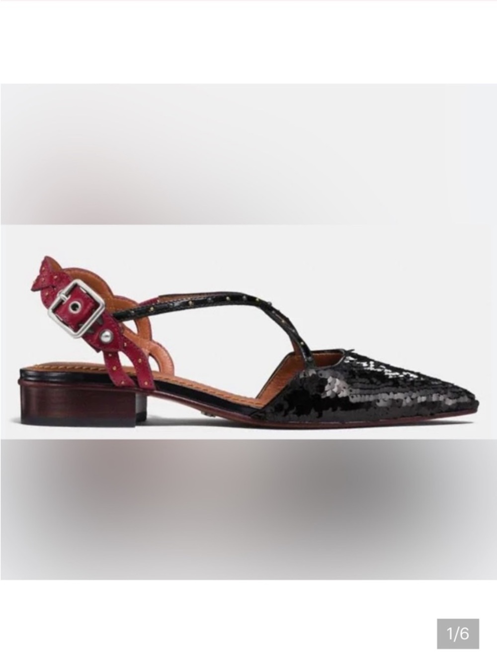 Coach Black and Red Sequin Flats